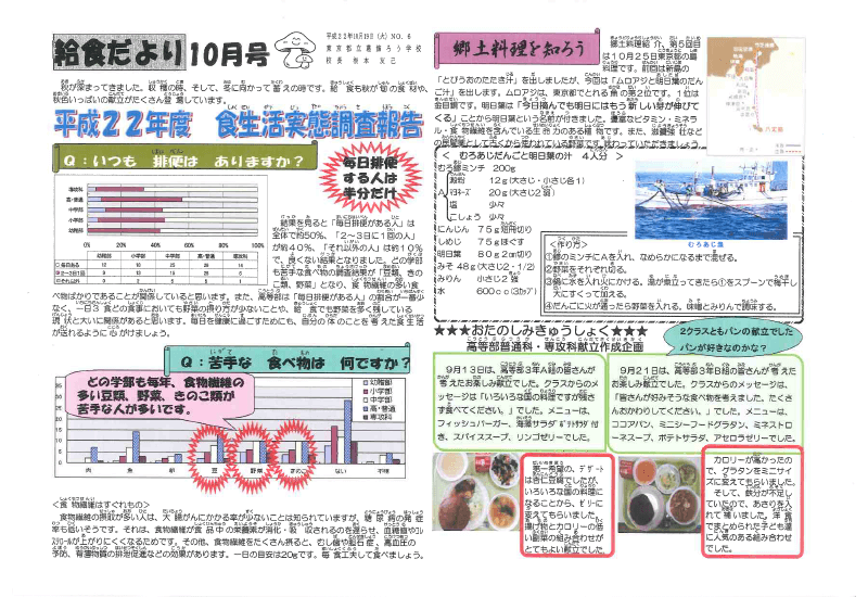 先生方のレシピで野菜を食べるきっかけに