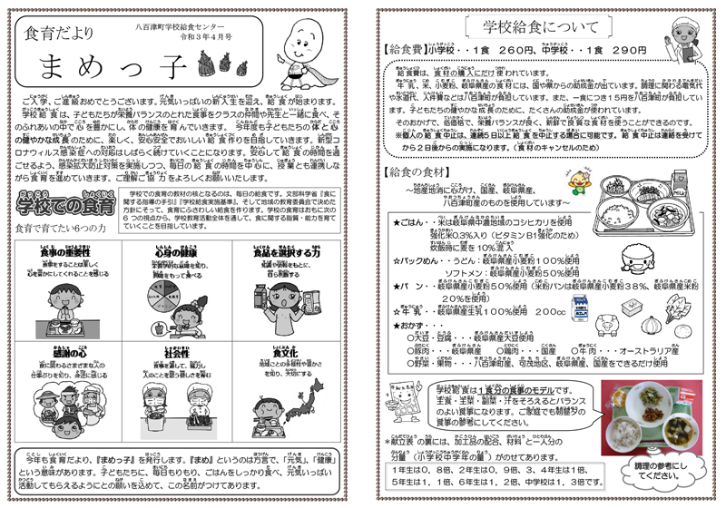 4月は学校給食の基本をお知らせ