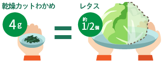 乾燥カットわかめ4g=レタス1/2個